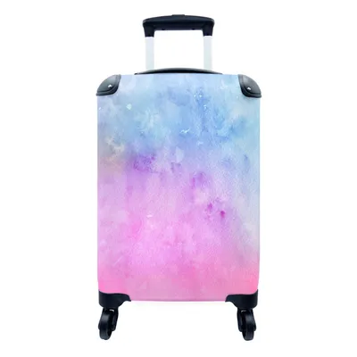 Produktbild von MuchoWow® Koffer Handgepäck Trolley Rollkoffer Kleine Reisekoffer mit 4 Rollen - Aquarell - Rosa - Blau - Lila - Cabin Size < 55x40x23 cm & 55x40x20 cm - Fotokoffer - Kabinenkoffer - Boardgepäck - Reise-Box - Reisekoffer - Reisegepäck - Koffer mit Bild - Trolley für Kinder
