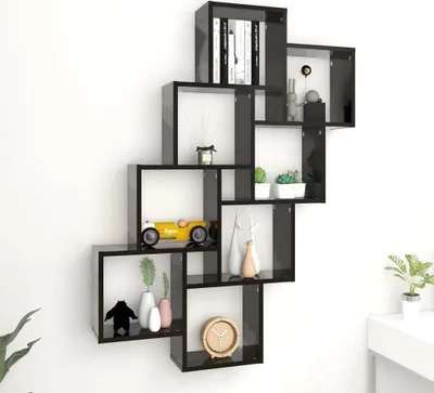 Produktbild von The Living Store Würfelregal Schwarz 90x15x119 cm Holzwerkstoff