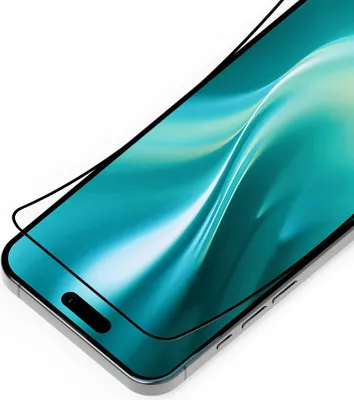 A close-up, angled view of a smartphone screen protector on a smartphone.