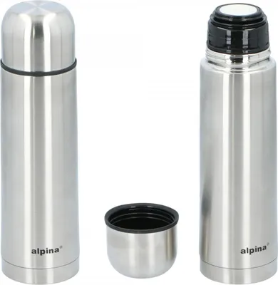 Productafbeelding van Edco thermosfles, zilver, 480 ml, dubbelwandig, geschikt voor zowel warme als koude dranken