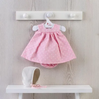 Produktbild von Asi Puppenkleidung Kleid mit Punkten und Mütze - Puppenzubehör