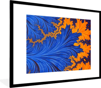 Produktbild von MuchoWow® Gerahmtes Poster Blätter - Kunst - Psychedelisch 80x60 cm - Poster mit Schwarzem Bilderrahmen Wandposter Rahmen Foto Bilder - Schlafzimmer-Dekorationen - Fotoposter
