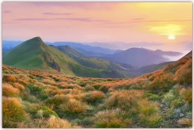 Produktbild von XXL Poster 100 x 70cm (F-211) wunderschöne Landschaft im Gebirge, Sonnenuntergang, weiter Blick(Lieferung gerollt!)