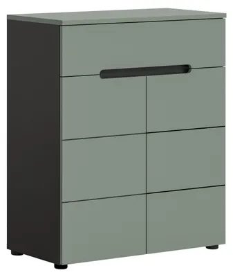 Image de Canu meuble à chaussures 2 portes, 1 tiroir vert poussiéreux, gris foncé.