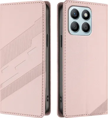 Produktbild von Hülle für Honor X8B, Kunstleder Brieftaschen Handyhülle mit Kartenfach und Standfunktion Pink