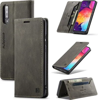 Produktbild von Galaxy A50s Brieftasche Hülle, Retro Kunstledertasche Stand Schutzhülle für Samsung Galaxy A50 / A50S / A30S Kupfer