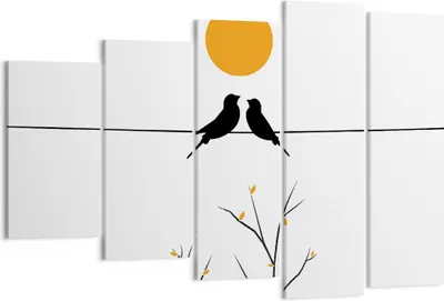Produktbild von Bild auf Leinwand - Leinwandbild - 5 Teile - Bild Vögel Sonne - 150x100cm - Wand Bild - Wanddeko - Wandbilder - Leinwanddruck - Bilder - Wanddekoration - Leinwand bilder - Wandbild - EG150x100-4772