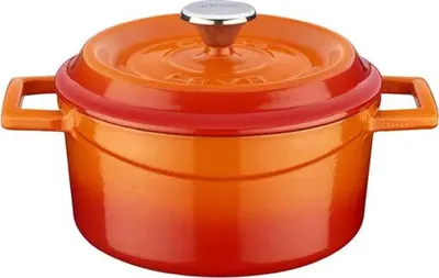 Zdjęcie produktu dla LAVA METAL Okrągły mini garnek żeliwny 10 cm – pomarańczowy