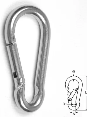 Produktbild von 5x Karabiner Haken 4 x 40mm Edelstahl Karabinerhaken