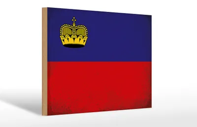Produktbild von Holzschild Flagge Liechtenstein 30x20cm Flag Vintage