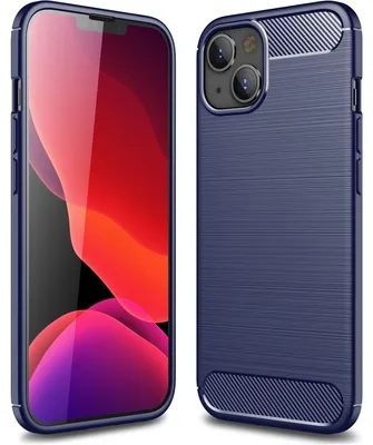 Produktbild von Mobigear Brushed Slim iPhone 14 Schutzhülle, flexibles TPU-Rückseitenetui – Blau