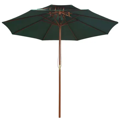 Image de vidaXL Parasol avec ventilation 270x270 cm Mât en bois vert