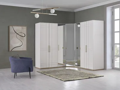Immagine prodotto di Armadio ad angolo Armadi in legno bianco Specchio 7 ante Grande