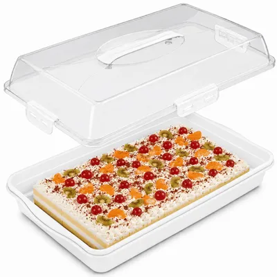 Produktbild von Kuchen Transportbox Blechkuchen Container Box Behälter Kuchenform Deckel Griff