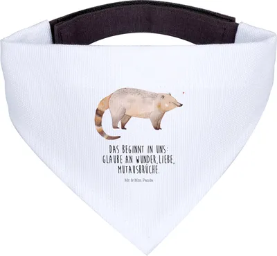 Produktbild von Mr. & Mrs. Panda Halstuch Nasenbär - Weiß - Geschenk, Tuch, Nasenbären, Rüsselbär, Hund, Hundehalstuch, Hunde, Lustige Sprüche, Bär, Schal Für