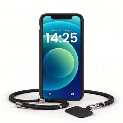 Produktbild von Handyhülle für Apple iPhone 12 mit Handykette Band Kordel Hülle Case Schutzhülle Schwarz