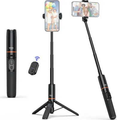 Obrázok produktu pre VRIG TP-19 Teleskopický statív na selfie tyč pre telefón, max. dĺžka 59,5 cm/23,4 palca, s diaľkovým spúšťačom, statív na telefón pre vlogovanie, selfie, živé vysielanie, skupinové fotografie a videá