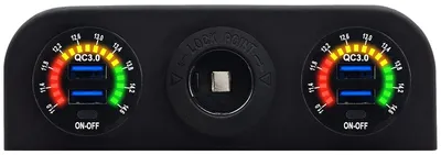 Produktbild von ProRide 12V USB-Ladegerät 2 Anschlüsse QC3.0, Voltmeter, 12/24V