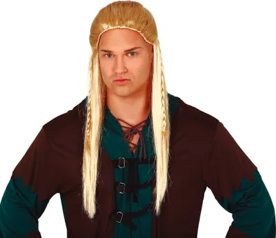 Produktbild von Bogenschütze Mittelalter Karneval Langhaar Perücke Prinzessin Fantasy Elfen Krieger Fasching Accessoire Held, Farbe: Gelb