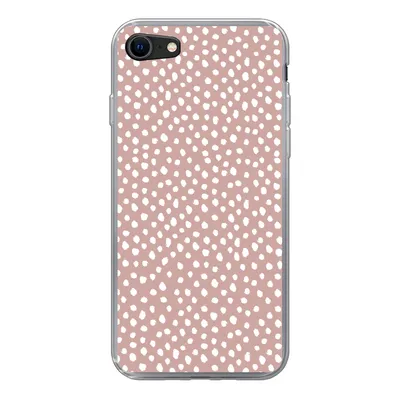 Produktbild von MuchoWow® Handyhülle Schutzhülle Hülle für iPhone SE 2022 Polka dots - Weiß - Rosa Silikon Softcase Handy Hülle - Schutzhülle