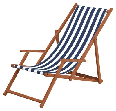 Produktbild von Gartenliege blau-weiß Liegestuhl Sonnenliege Strandstuhl Deckchair Buche dunkel klappbar 10-317