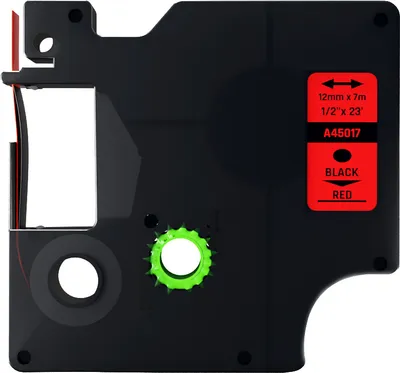 Produktbild von Dymo D1 kompatibles 45017 (S0720570) Band - Schwarz auf rot - 12 mm x 7 m