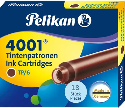 Produktbild von 18 Pelikan Tintenpatronen 4001® / Füllerpatronen / Farbe: brilliant-braun