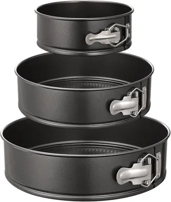 Image de Lot de 3 moules à charnière antiadhésifs et étanches – Lot de 3 moules à gâteaux ronds de 15 cm, 20 cm et 25 cm