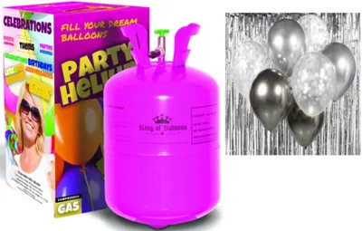 Produktbild von Helium sada + SADA LATEXOVÝCH BALÓNKŮ - chromovaná stříbrná 7 ks - 30 cm