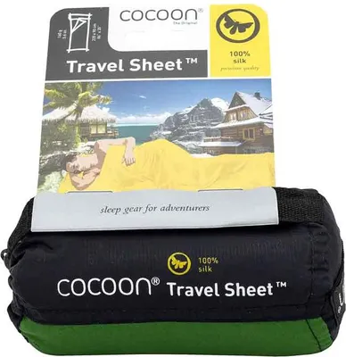 Produktbild von Cocoon Leicht-Reiseschlafsack, Rechteck, 220 x 90 cm, 100 % SEIDE, dark olive gr