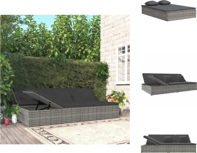 Produktbild von vidaXL Sonnenliege mit Auflagen Poly Rattan Dunkelgrau -  Gartenbetten