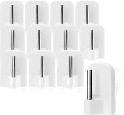 Produktbild von com-four® 12x selbstklebende Gardinenhaken für Gardinenstangen, Vitragestangen Zubehör Sets - Klebehaken für Fenster, Fensterhaken - weiß