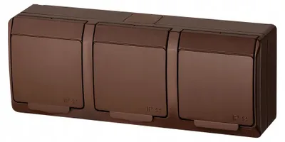 Produktbild von Dreifach-Aufputzsteckdose, hermetisch, braun, HERMES 0323-06 ELEKTRO-PLAST