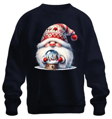 Produktbild von Süßer Weihnachtsmann mit Schneekugel und festlichem Hut Sweatshirt Pullover, Navy, XXL