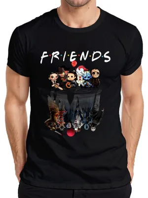 Immagine prodotto di Maglietta da uomo FRIENDS Horror Icons Pennywise Michael Jason Freddy Pinhead, nero, L