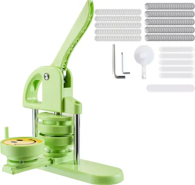 Immagine prodotto di SucceBuy macchina per la produzione di bottoni rotondi, diametro 75 mm, con 100 pezzi di bottoni, taglierina, libro magico e impugnatura ergonomica, pressa per bottoni fai da te verde