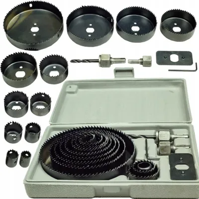 Image de 16 pcs. Jeu de scies cloches Jeu de scies cloches en coffret pour bois Ø 19-127 mm