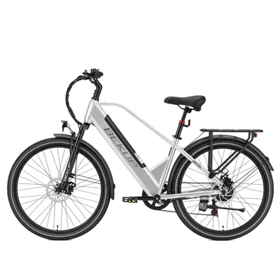 Immagine prodotto di Bekup V2, bicicletta elettrica con telaio da 26 pollici in acciaio ad alta resistenza al carbonio, batteria da 36V e 14,5Ah, autonomia di 75 km, cambio Shimano a 7 velocità, bicicletta elettrica unisex, colore argento