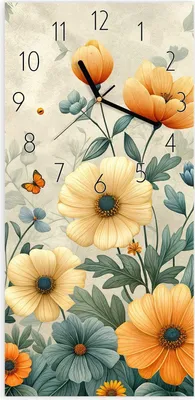 Produktbild von Wanduhr aus Glas mit Motiv Blumenwiese- 30 x 60 cm - inkl. Aufhängesystem
