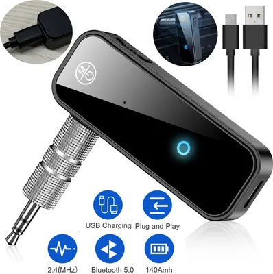 Produktbild von 3.5mm AUX Auto Bluetooth Receiver Audio Adapter 5.0 Sender Schwarz