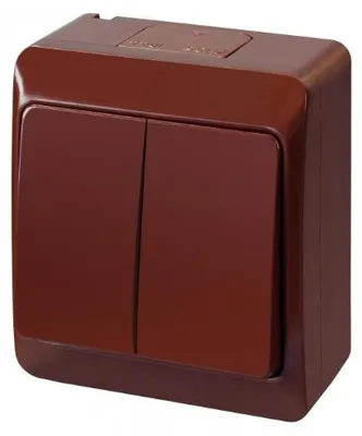 Immagine prodotto di Interruttore di serie Interruttore a doppia luce da superficie Interruttore IP44 marrone HERMES