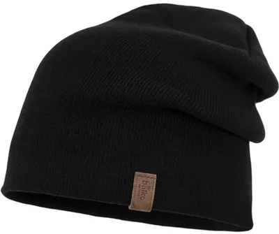 Balke Feinstrick Beanie Unifarben aus reiner Baumwolle in schwarz