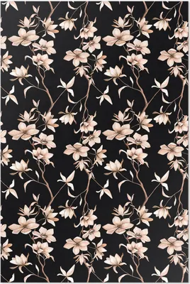 Produktbild von Helle Blumen auf Zweigen Vintage-Muster – Vinyl Fußmatte – 150x225 cm – Rutschfest, Pflegeleicht & Langlebig