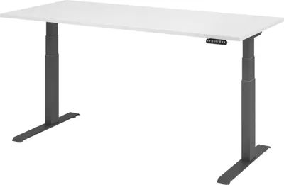 Produktbild von bümö Schreibtisch elektrisch XDKB - Nachbildung: Weiß, Gestell: Graphit, Größe:  180 x 80 cm