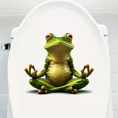 Produktbild von GKA WC Deckel Aufkleber Frosch Meditation Toilettendeckel Tattoo selbstklebend Toilette Sticker Toilettendeckelaufkleber