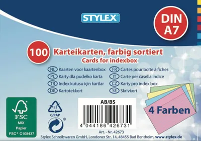 Produktbild von Stylex Karteikarten DIN A7 100 Stück