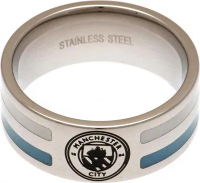Obrázek produktu pro Manchester City FC - S pruhy - Prsten - nerezová ocel TA6145 (X) (Stříbrná/Sky blue)
