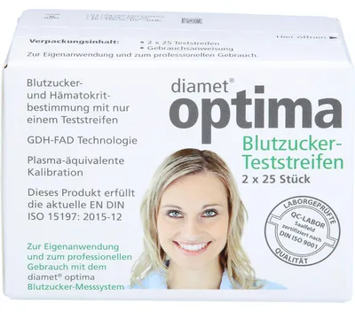 Obrázek produktu pro Diamet optima glukózové testovací proužky 2v1 2X25 ks