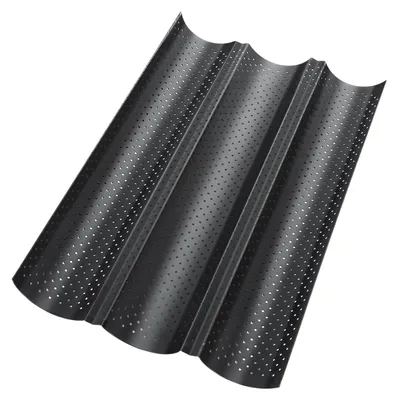 Image de Moule à baguette antiadhésif - Pour 3 baguettes, 38 x 23 cm