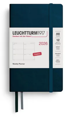 Zdjęcie produktu dla Kalendarz tygodniowy LEUCHTTURM1917, format kieszonkowy (A6), rok 2026, kolor "Deep Sea", język angielski